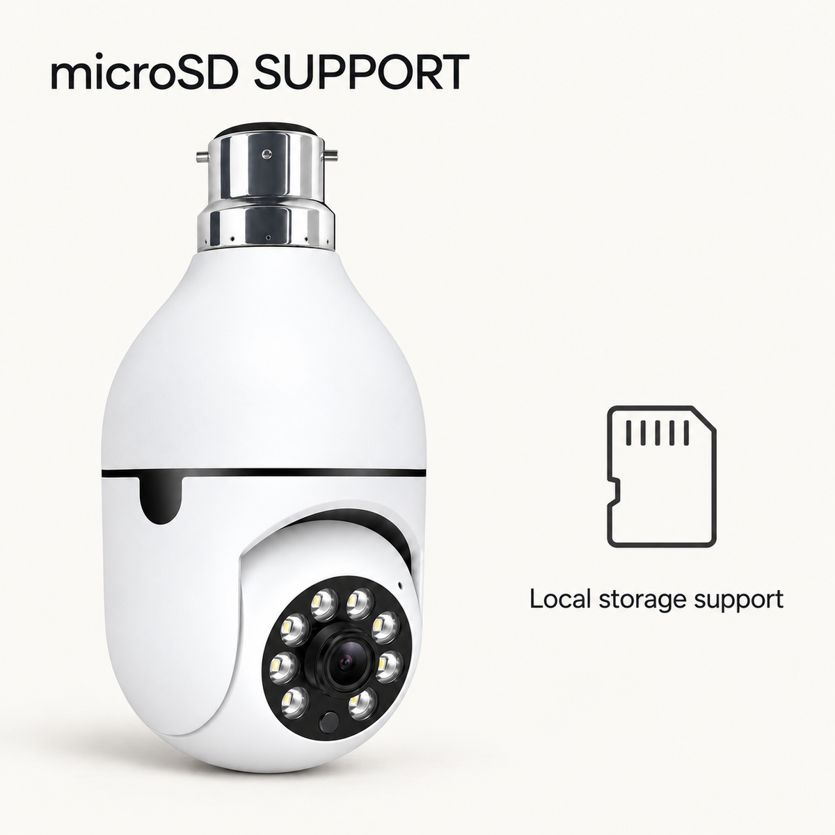 Bulb Holder CCTV Camera with microSD local storage support