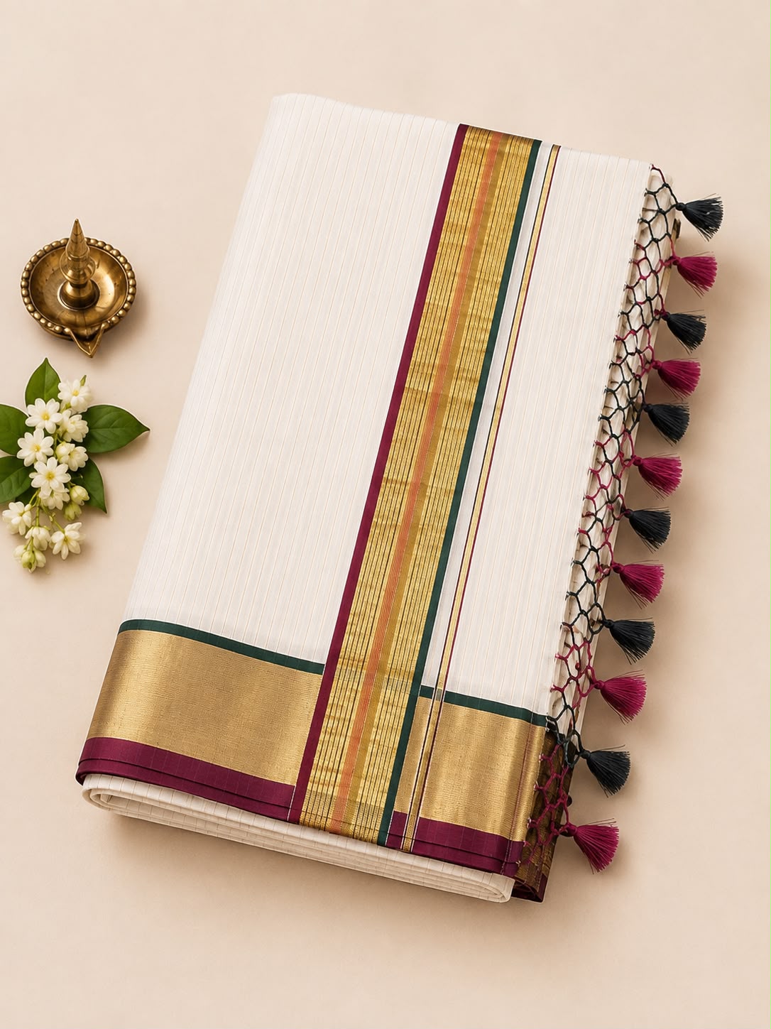 TRADITIONAL STRIPED  TISSUE SAREE