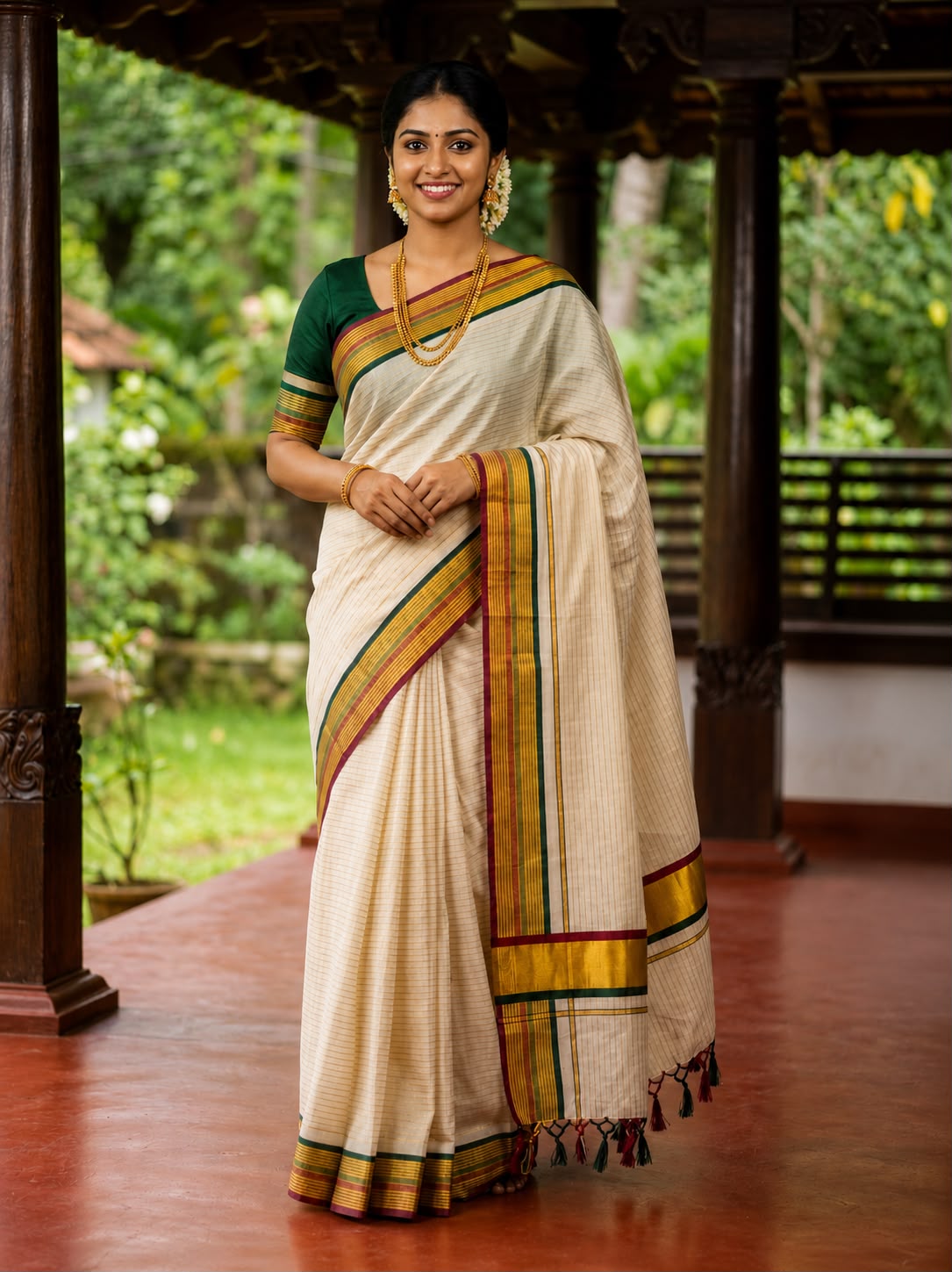 TRADITIONAL STRIPED  TISSUE SAREE